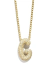 Baublebar Pavé Crystal Bubble Initial Pendant Necklace In Gold G