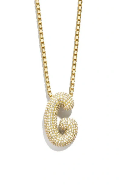 Baublebar Pavé Crystal Bubble Initial Pendant Necklace In Gold G