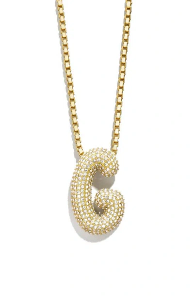 Baublebar Pavé Crystal Bubble Initial Pendant Necklace In Gold