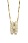 Baublebar Pavé Crystal Bubble Initial Pendant Necklace In Gold H