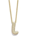 Baublebar Pavé Crystal Bubble Initial Pendant Necklace In Gold