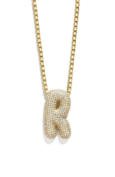 Baublebar Pavé Crystal Bubble Initial Pendant Necklace In Gold