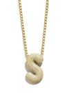 Baublebar Pave Bubble Initial Pendant Necklace, 18-21 In Gold S