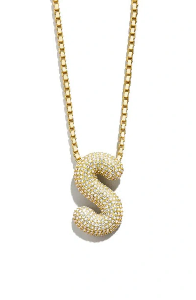 Baublebar Pavé Crystal Bubble Initial Pendant Necklace In Gold