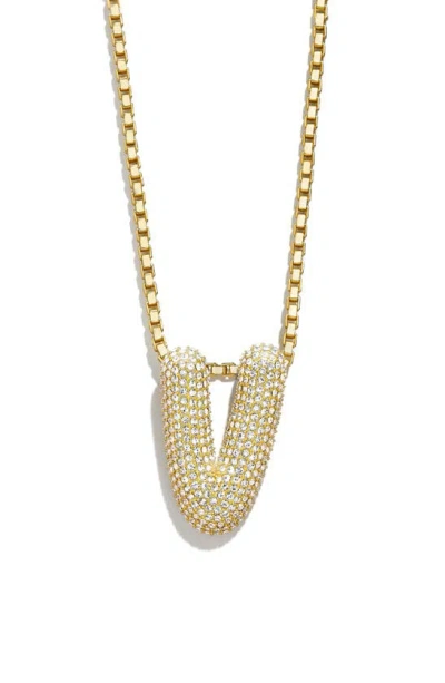 Baublebar Pavé Crystal Bubble Initial Pendant Necklace In Gold V