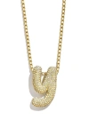 Baublebar Pavé Crystal Bubble Initial Pendant Necklace In Gold Y