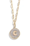 Baublebar Pavé Initial Pendant Necklace In Gold C