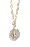 Baublebar Pavé Initial Pendant Necklace In Gold L