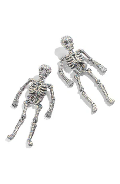 Baublebar Bone A Fide Hottie Pave Skeleton Drop Earrings In Silver Tone