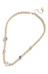 Baublebar Fortune Favors Mixed Charm Beaded Collar Necklace, 17-20 In Blue Multi