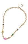 Baublebar Fortune Favors Mixed Charm Beaded Collar Necklace, 17-20 In Pink Multi