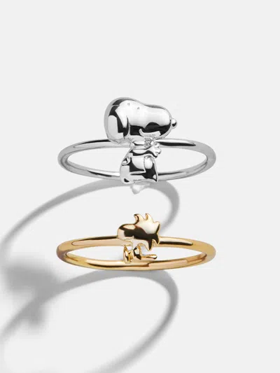 Baublebar Peanuts Snoopy & Woodstock 14k Gold Ring Set In Purple