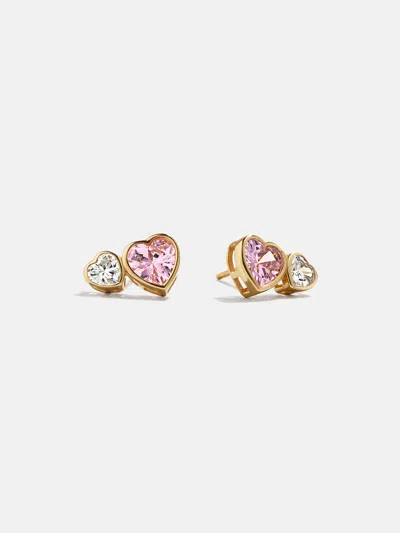 Baublebar Perfect Pair 18k Gold Kids' Heart Earrings In Brown