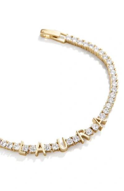 Baublebar Personalized Cubic Zirconia Tennis Bracelet In Clear/ Yellow Gold