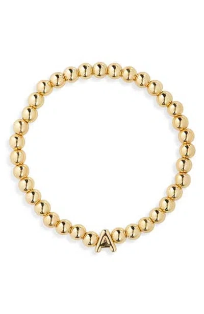 Baublebar Pisa Initial Beaded Stretch Bracelet In Gold