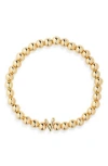 Baublebar Pisa Initial Beaded Stretch Bracelet In Gold