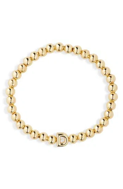 Baublebar Pisa Initial Beaded Stretch Bracelet In Gold