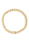 Baublebar Pisa Initial Beaded Stretch Bracelet In Gold
