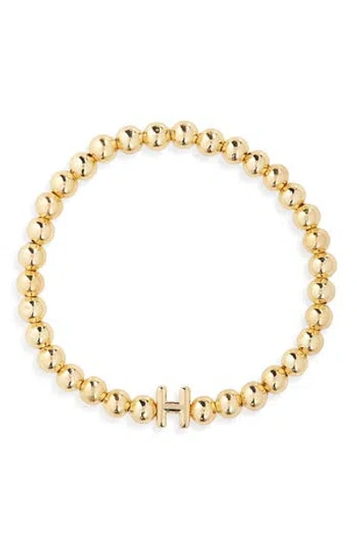 Baublebar Pisa Initial Beaded Stretch Bracelet In Gold