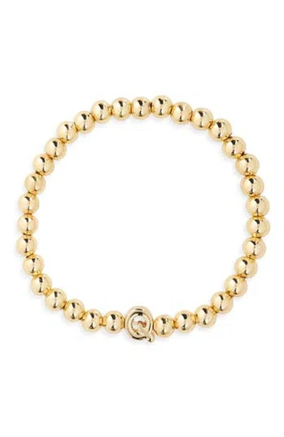 Baublebar Pisa Initial Beaded Stretch Bracelet In Gold