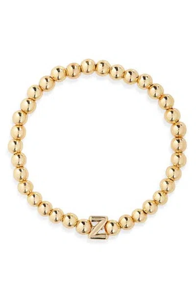Baublebar Pisa Initial Beaded Stretch Bracelet In Gold