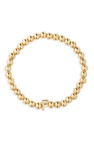 Baublebar Pisa Initial Beaded Stretch Bracelet In Gold