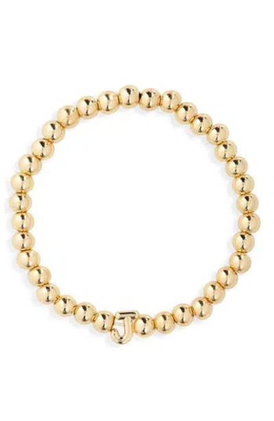 Baublebar Pisa Initial Beaded Stretch Bracelet In Gold