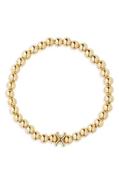 Baublebar Pisa Initial Beaded Stretch Bracelet In Gold