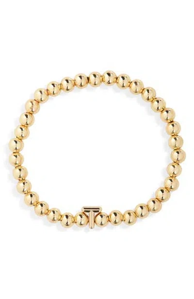 Baublebar Pisa Initial Beaded Stretch Bracelet In Gold