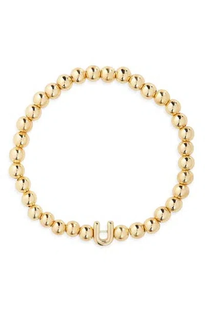 Baublebar Pisa Initial Beaded Stretch Bracelet In Gold