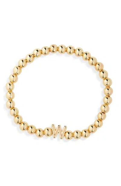 Baublebar Pisa Initial Beaded Stretch Bracelet In Gold