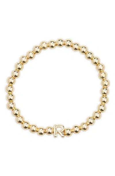 Baublebar Pisa Initial Beaded Stretch Bracelet In Gold