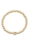 Baublebar Pisa Initial Beaded Stretch Bracelet In Gold