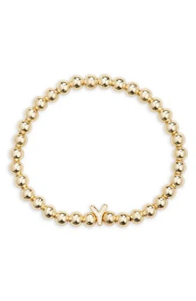 Baublebar Pisa Initial Beaded Stretch Bracelet In Gold