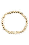 Baublebar Pisa Initial Beaded Stretch Bracelet In Gold