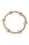 Baublebar Pisa Pavé Heart Station Beaded Bracelet In Gold