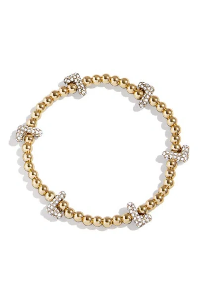 Baublebar Pisa Pavé Heart Station Beaded Bracelet In Gold