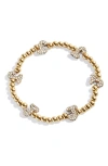 Baublebar Pisa Pavé Heart Station Beaded Bracelet In Gold