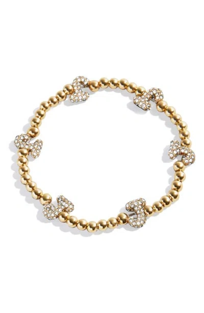 Baublebar Pisa Pavé Heart Station Beaded Bracelet In Gold