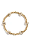 Baublebar Pisa Pavé Heart Station Beaded Bracelet In Gold