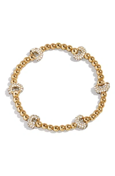 Baublebar Pisa Pavé Heart Station Beaded Bracelet In Gold