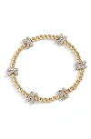 Baublebar Pisa Pavé Heart Station Beaded Bracelet In Gold