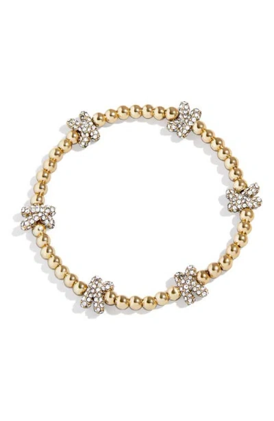 Baublebar Pisa Pavé Heart Station Beaded Bracelet In Gold