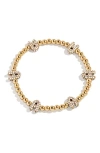 Baublebar Pisa Pavé Heart Station Beaded Bracelet In Gold