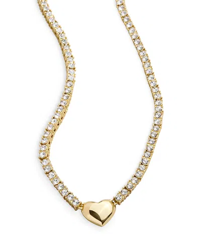 Baublebar Polished Heart Crystal Tennis Necklace, 17-20 In Gold
