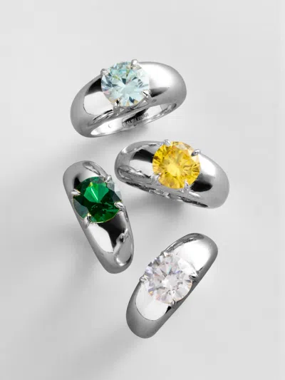 Baublebar Puffy Cigar Band Custom Birthstone Ring In Silver