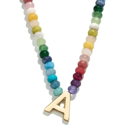 Baublebar Rainbow Beaded Initial Pendant Necklace In Rainbow Multi - A