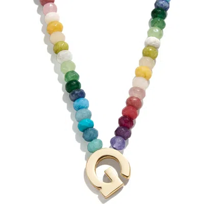Baublebar Rainbow Beaded Initial Pendant Necklace In Gold