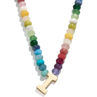 Baublebar Rainbow Beaded Initial Pendant Necklace In Multi
