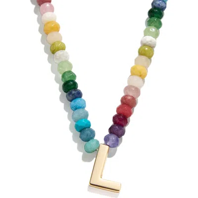 Baublebar Rainbow Beaded Initial Pendant Necklace In Multi
